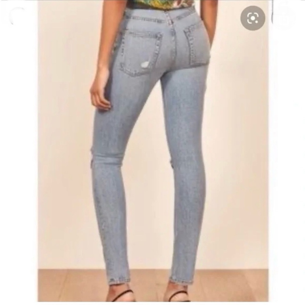 Reformation High and Skinny Miami Destroyed Blue Jeans, Size 31 - Picture 4 of 14